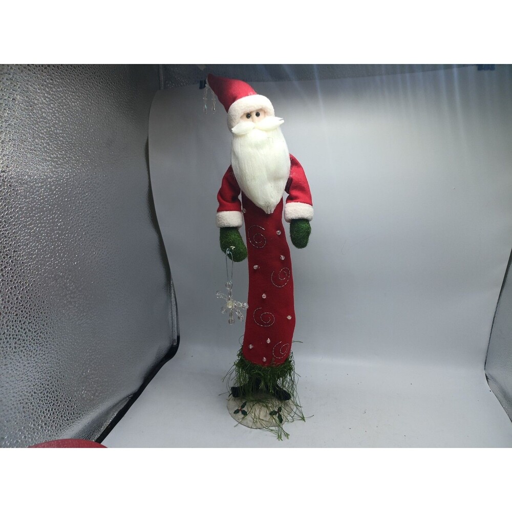 Vintage Style Santa Claus Figurine With Snowflake Cloth And Pedestal Base